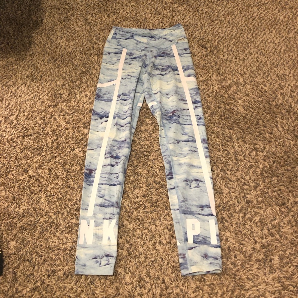 PINK Blue and White Leggings